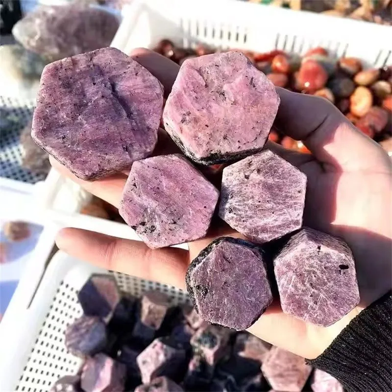 Natural crystal red corundum mineral specimens for home decoration