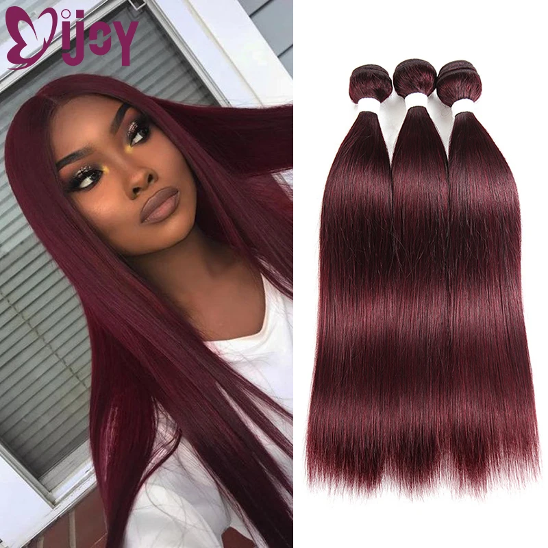 99J/Burgundy Human Hair Weave Bundles 8-26 Inch Pre-colored Brazilian Straight Human Hair Weave Non-Remy Hair Extensions IJOY