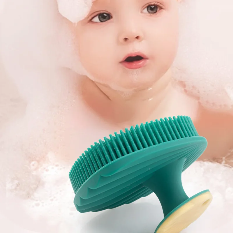 

Coarse Toothed Hair Washing Comb Shell Shaped Silicone Shampoo Brush with Handle Body Cleaning Scrubber Exfoliating Bath Sponge