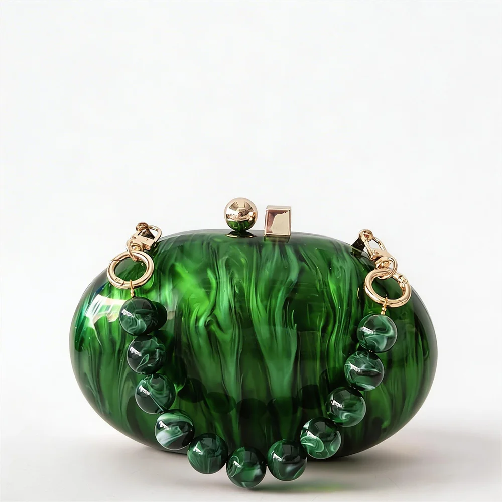 

Новая Жемчужно-Зеленая Женская Сумка: Элитный Дизайнерский Клатч Овальной Формы с Перламутровым Эффектом, Акриловая Сумка Через Плечо для Вечерних Выходов