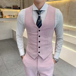 Brand clothing Men spring high quality Business suit Vest/Male slim fit fashion office dress Blazers Vest 4XL-M