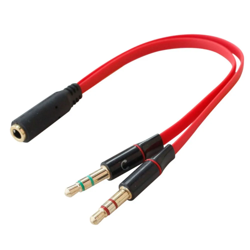 3.5mm Audio Y Splitter Cable Dual Male To Single Female Headphone Mic Adapter Stereo Earphone Microphone Separation Cord For PC