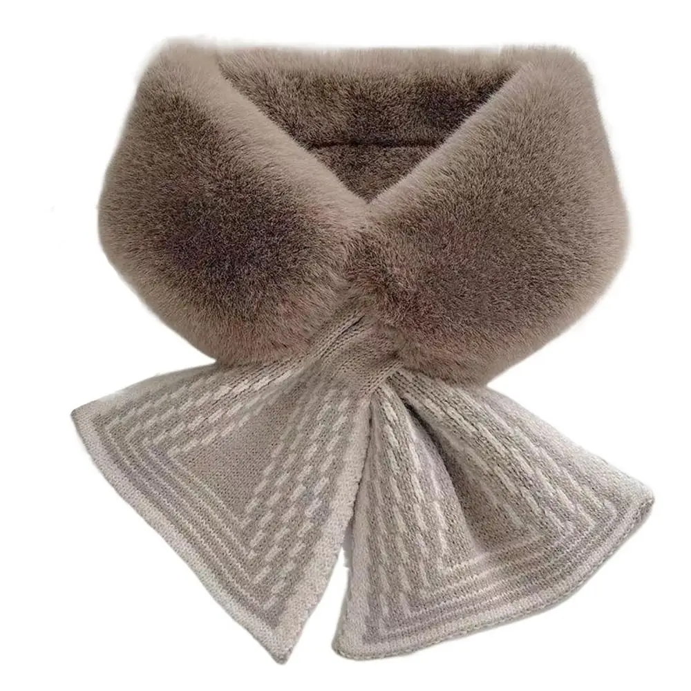 

Повседневный однотонный зимний теплый шарф из искусственного кроличьего меха, утепленный плюшевый шарф, теплый шарф с перекрестным воротником, шарф для холодной погоды