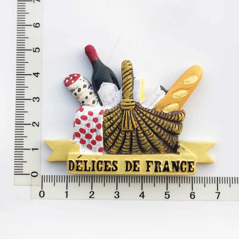 

French Snack Style Fridge Magnet Cultural Landscape Message Stickers Resin Tourism Souvenir Crafts Decoration