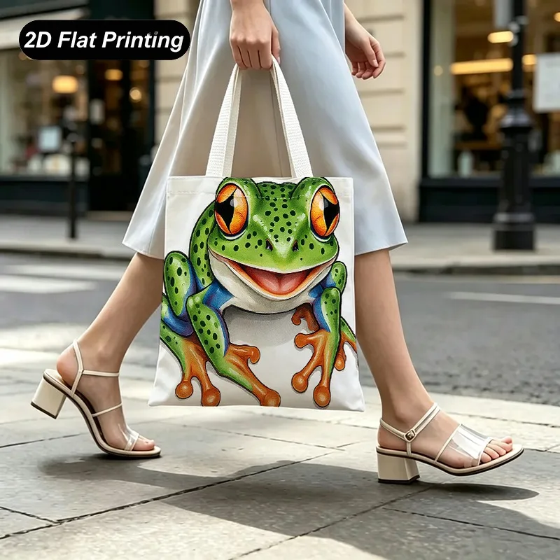 1PC【Tote Bag】2D Flat effect，Fun Cartoon Print Tote Bag，Lightweight and large capacity，Adapted shopping、Daily Commute、Ou