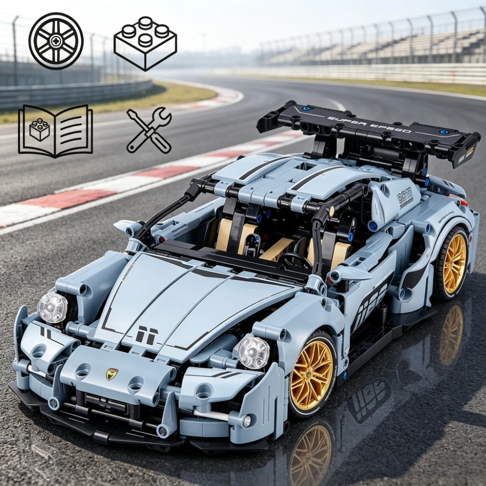1456-teiliger 1:14 Maßstab Rennwagen-Super-Sportwagen-Modellbausatz, Ideales Geschenk für Sammler