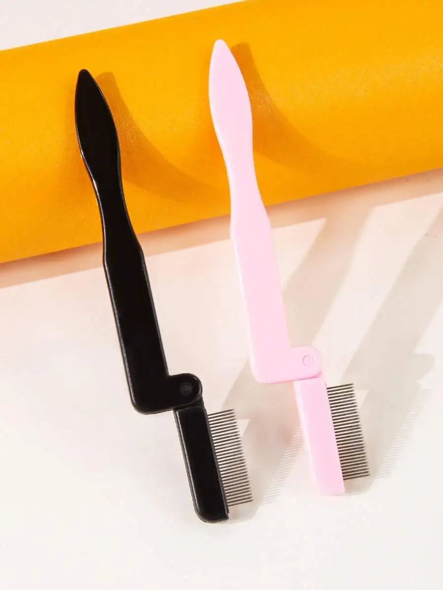 Peine compacto plegable para pestañas y cejas con dientes finos para separar las pestañas, evitar que la rímel se aglomere y aplicar el maquillaje con precisión