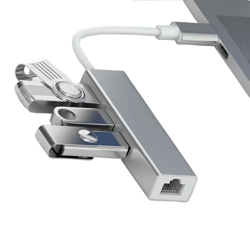 TYPE-C ke RJ45 kartu jaringan Gigabit 3.0 HUB Laptop jaringan eksternal Port Macbook stasiun Dok