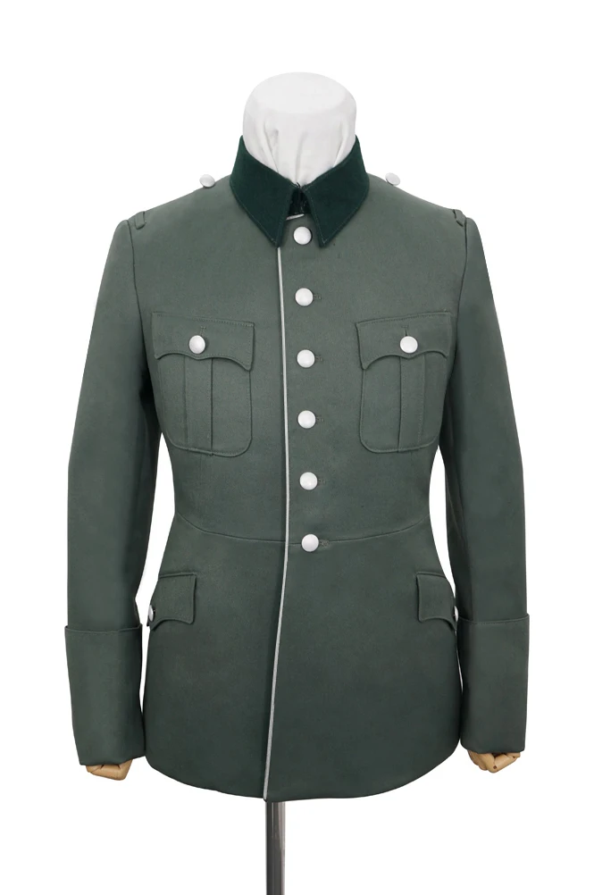 Chaqueta de túnica de servicio de tubería de gabardina, Oficial General, Heer M28 alemán, WWII, GUDA-B009