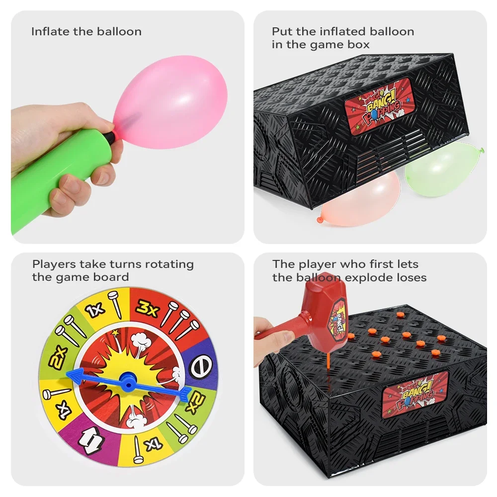 Multiplayer Tabletop Toy Explosion Balloon Game Knocking The Box Balloon Adventure Party Gathering Leisure Entertainment Game