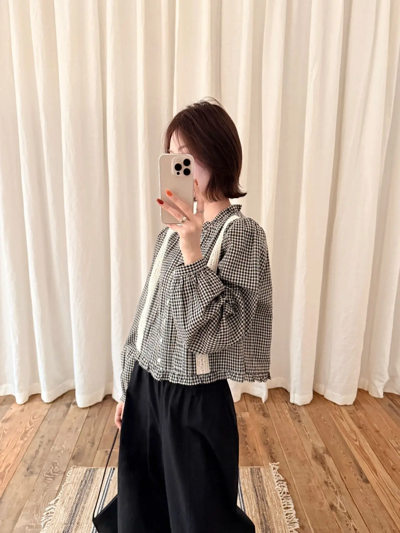 

Ele Layered Lace Collar Heavy Work Small irt Women's S7295 Lilian Sli Versatile Floral Print Commute Sle Loose Fit