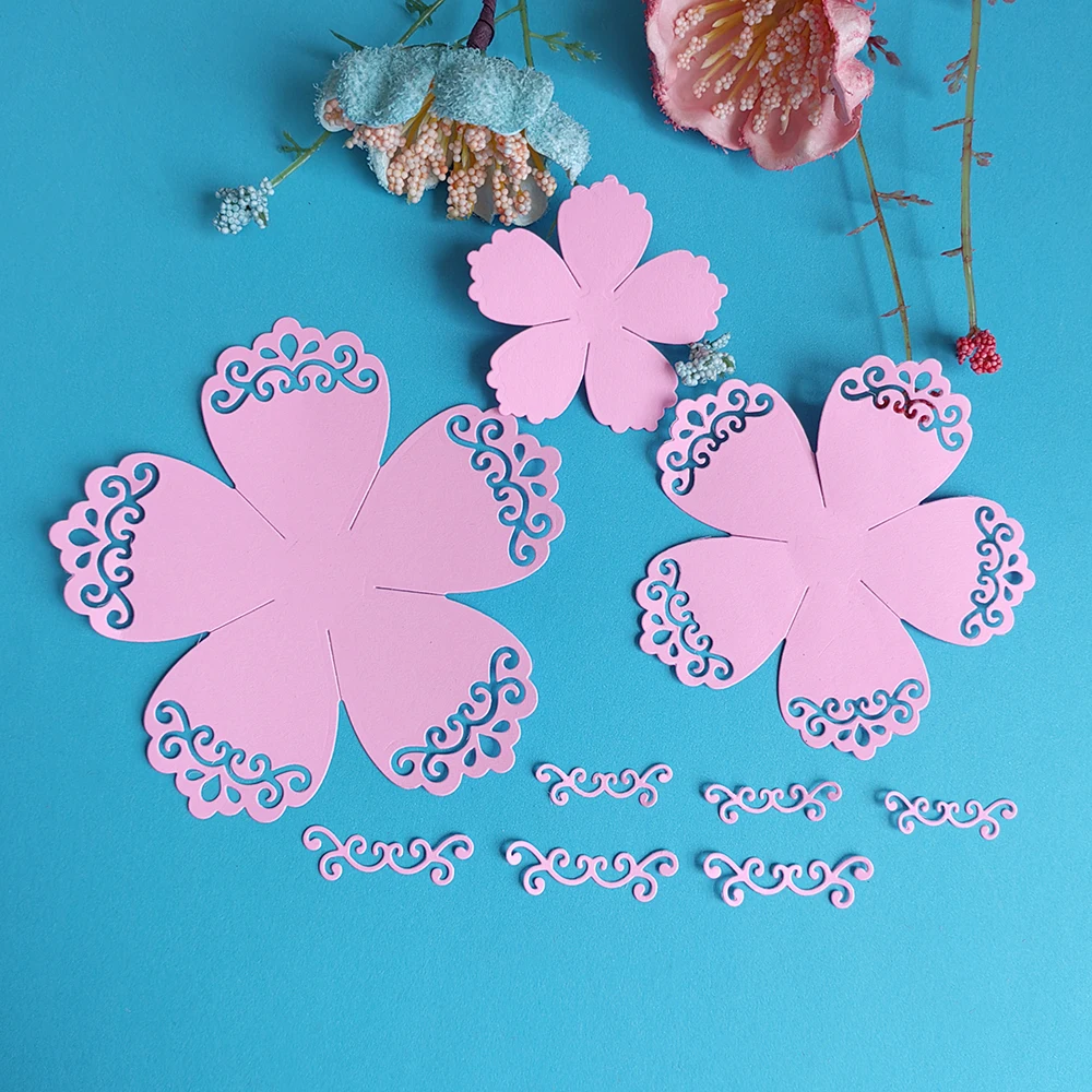 Delicate large openwork flowers cutting dies for English letters, scrapbooks, reliefs, craft stamps, photo album puzzl