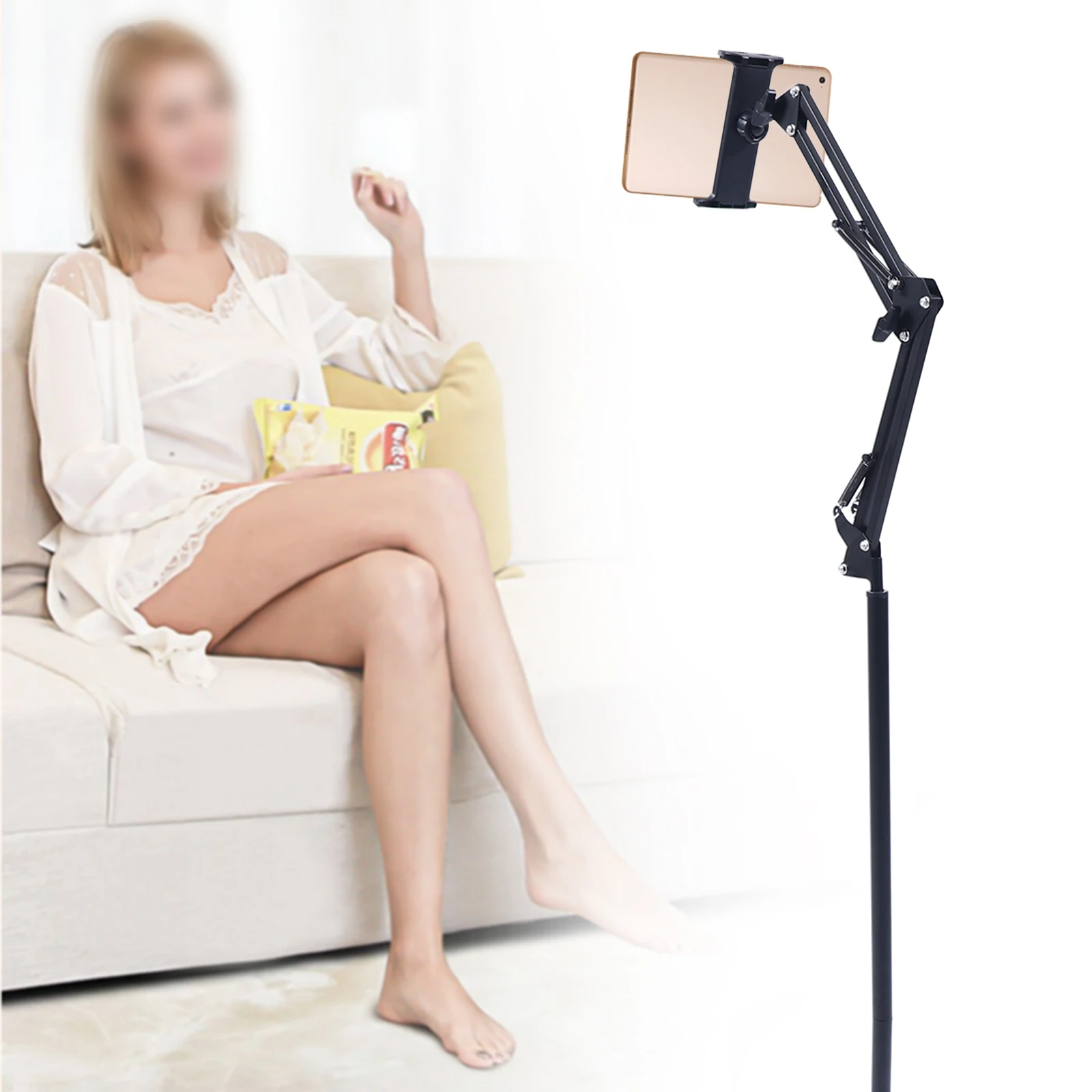 360° Adjustable iPad Tablet Holder Floor Stand Universal Clamp for 4-17cm Phone Table Floor Stand