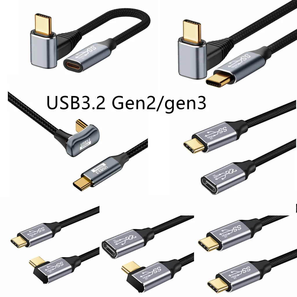 USB C 3.2 Gen2 3 10Gbps Extension Cable 3m Type C to C 100W U-shaped 5A Fast Charging Date Cable For MacBook Pro 4k 60Hz Video
