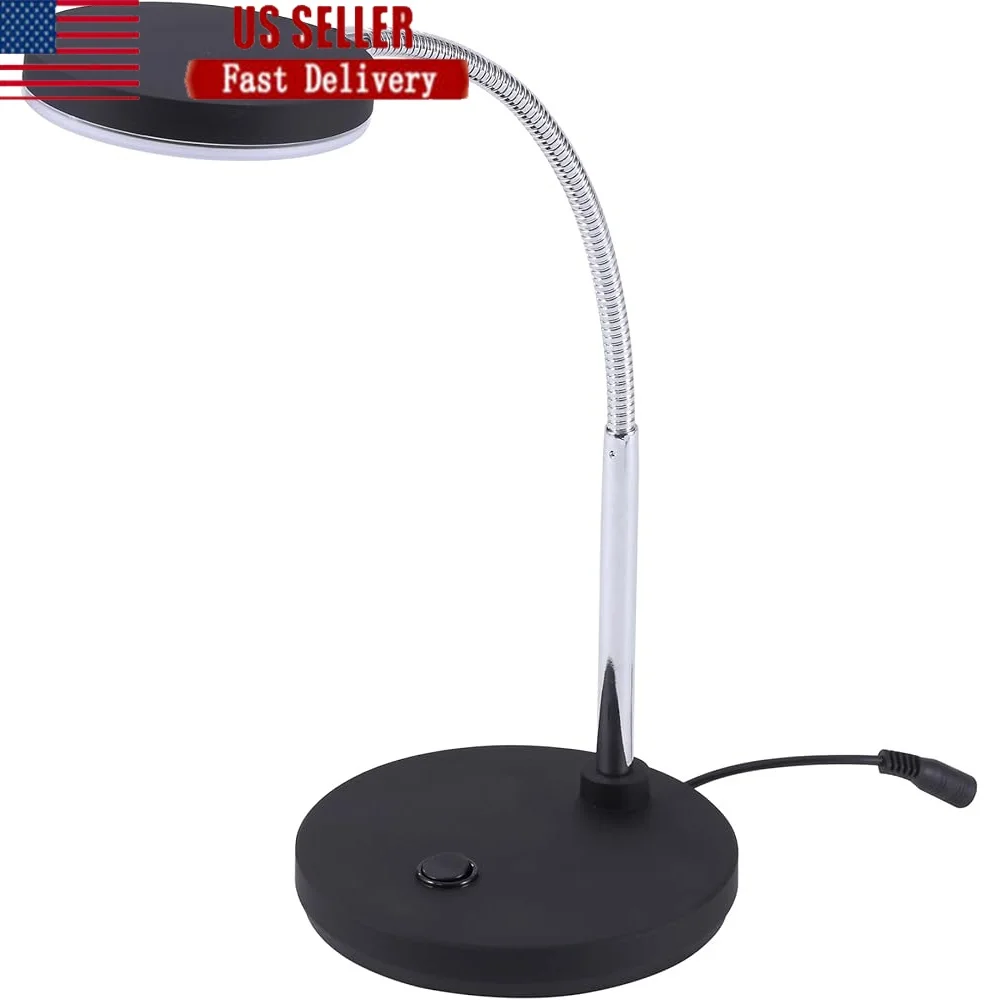 

LED Desk Lamp Metal Gooseneck Adjustable Head Flicker Free Energy Efficient Office Lighting Space Saving Design 25000 Hours