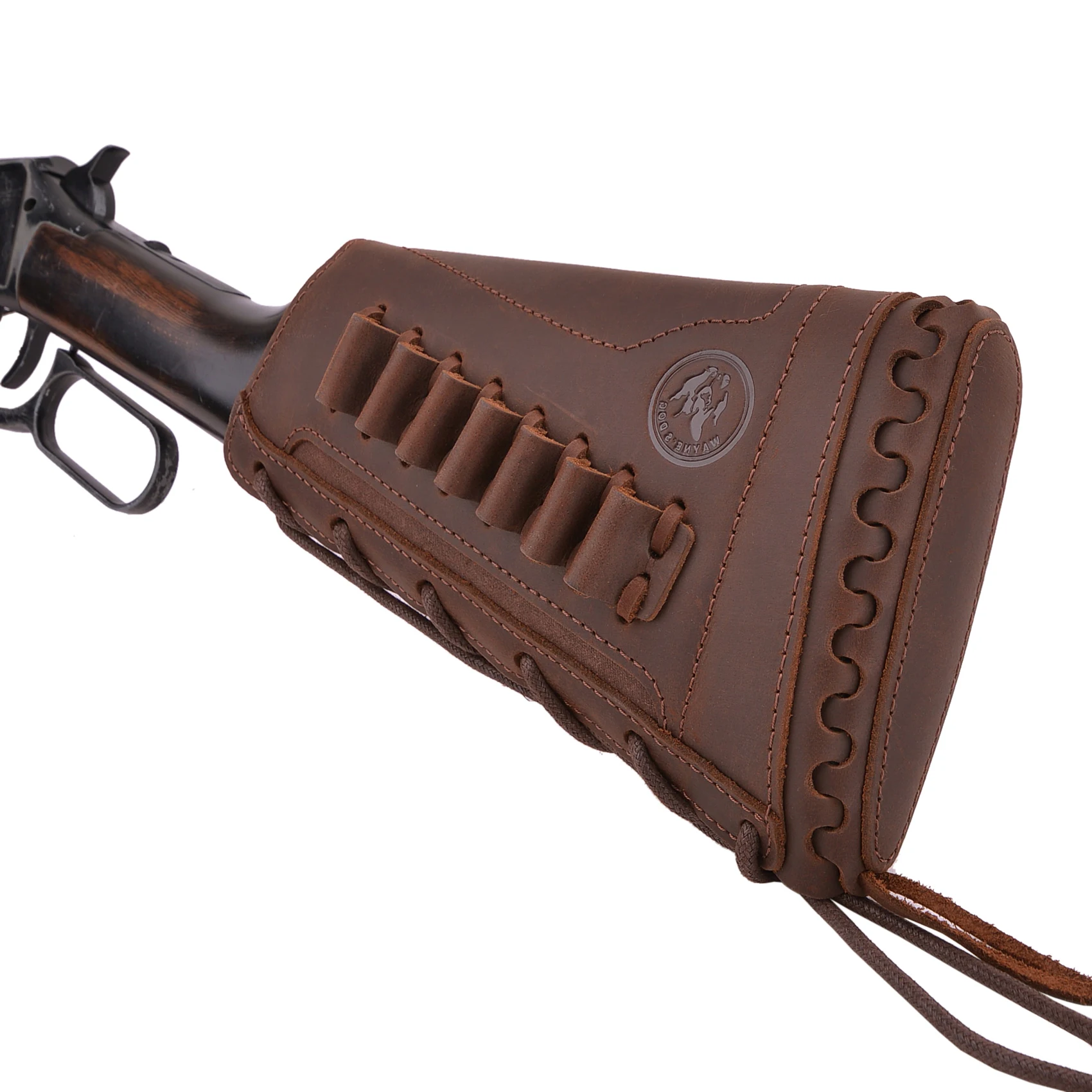 

Left Hand Leather Rifle Shotgun Buttstock Cover Rifle Ammo Holder for .308 .30-06 .30-30 .357 .45-70 .22LR 16GA 20GA 12GA