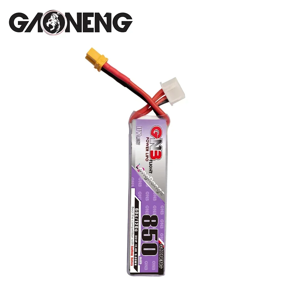 1/2 pçs gaoneng gnb 850mah 3s 11.4v 60c/120c hv lipo bateria xt30 plug para fpv racing drone 4 eixos uav quadcopter rc drone peças