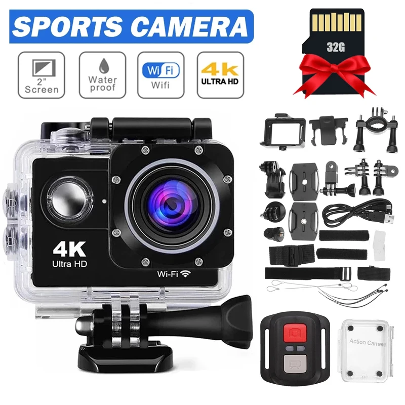 Ultra HD 4K Action Kamera 30fps/170D Unterwasser Helm Wasserdicht 2,0-zoll Bildschirm WiFi Fernbedienung Sport gehen Video Kamera pro