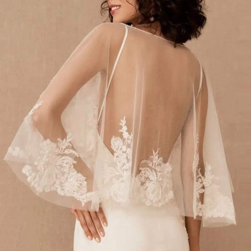 Womens Y2k Flower Embroidery See-through Boat Neck Ruffle Poncho Top Cropped Blouse Boho Cover Ups Shawl Wraps Capes
