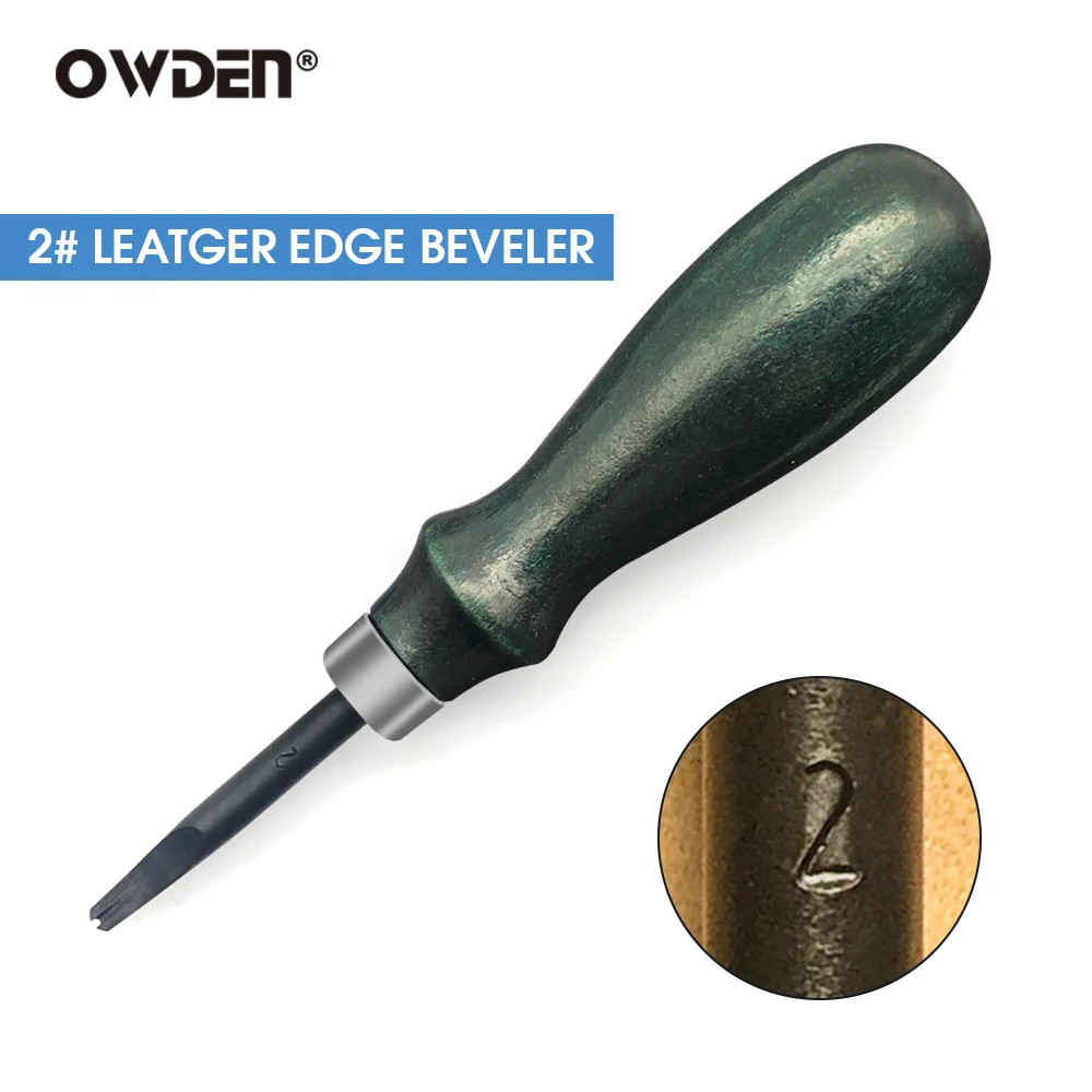 OWDEN 2# Leather Edge Beveler Skiving Tools Wood Handle Leathercraft Cutting Tool for Leather