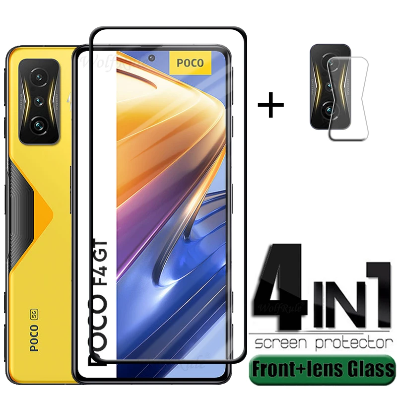 

4in1 For Poco F4 GT Glass For Xiaomi Poco F4 GT Tempered Glass Full Cover Glue Screen Protector For Poco X3 F3 F4 GT Lens Glass