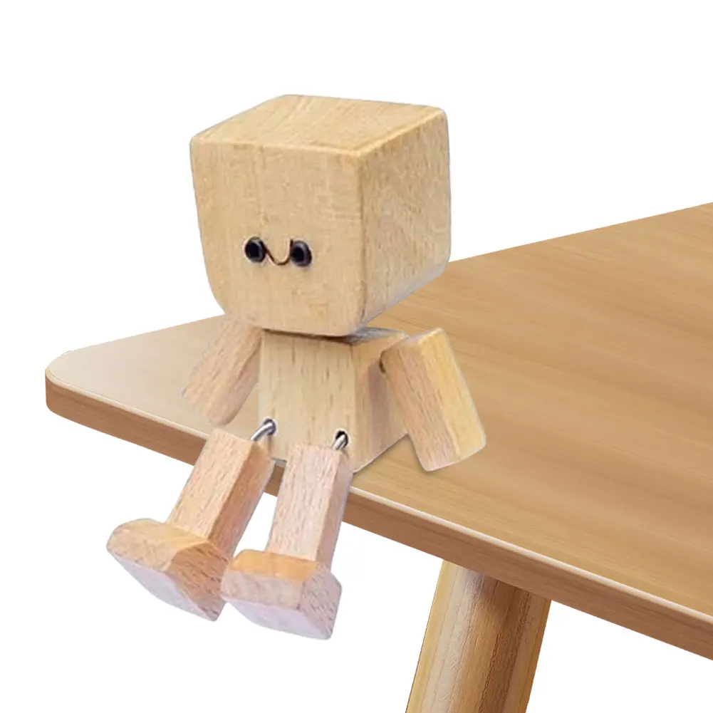 Charmante figurine en bois avec jambe de printemps, petite figurine en bois, résistante à l'usure, sortie d'air, ornements de parfum, décoration automobile