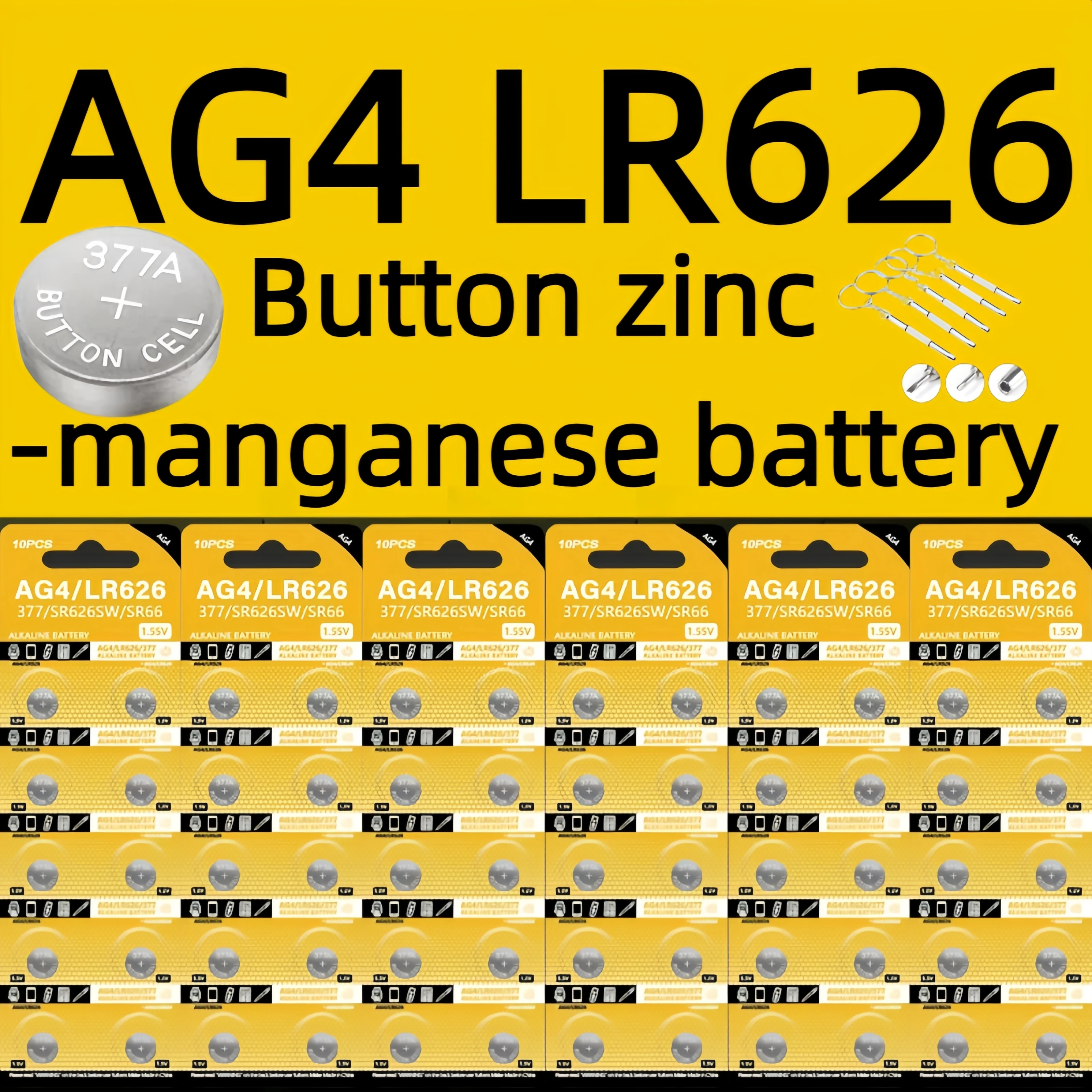 

1.55V AG4 LR62 Stabilized Voltage Button Battery Compatible for SR626SW 377A 377 177 GPA76 Watch Calculators Coin Cell