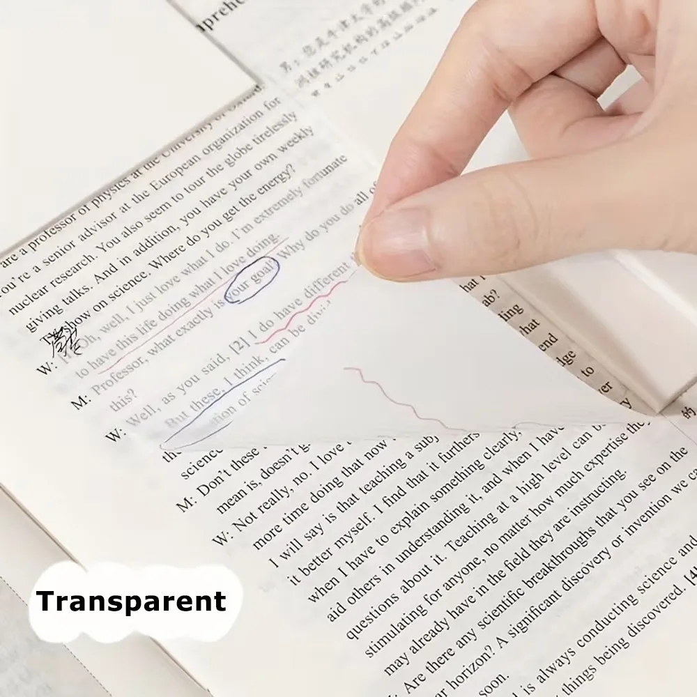 50 Sheets Transparent Sticky Notes, Repeatedly Pasted Without Displacement,Learning Notes, Efficient Daily, Office Use