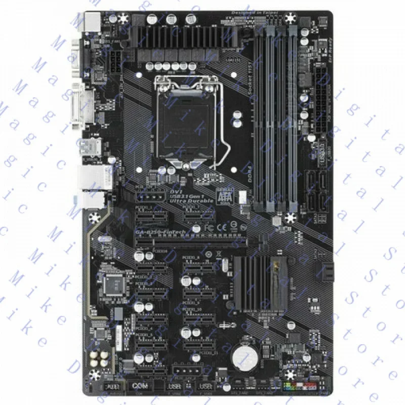 H  FOR Gigabyte GA-B250-FinTech LGA 1151 Intel ATX 12 PCIe 3.0 12 GPU Motherboard