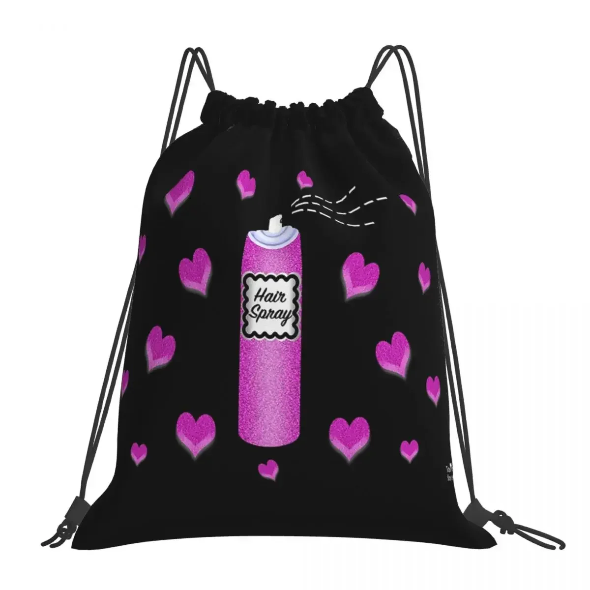 Hairspray & Hearts Backpacks Fashion Portable Drawstring Bags Drawstring Bundle Pocket Sports Bag BookBag For Man Woman Students