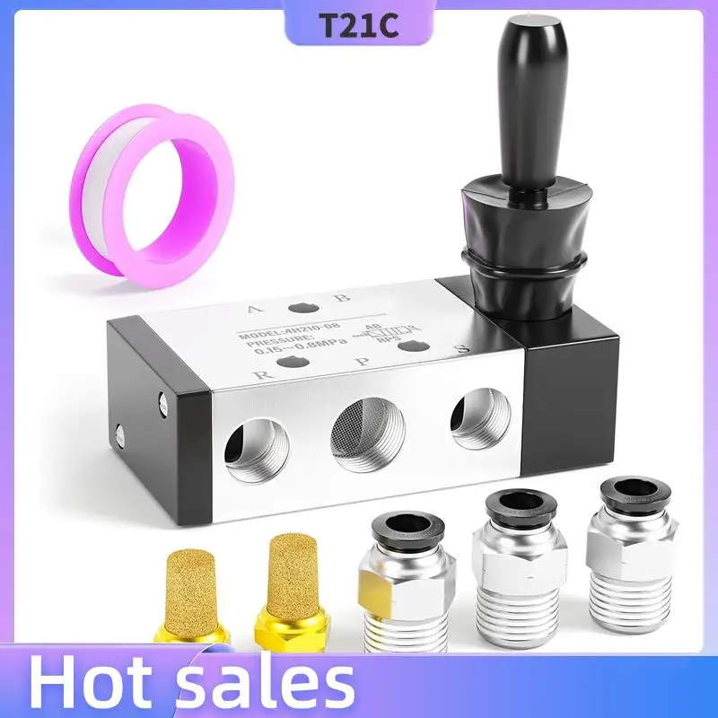 

T21C 3X 1/4Inch NPT 5 Way 3 Position Air Hand Lever Operated Valve Pneumatic Solenoid Valve Manual Control Push-Pull 4H210-08