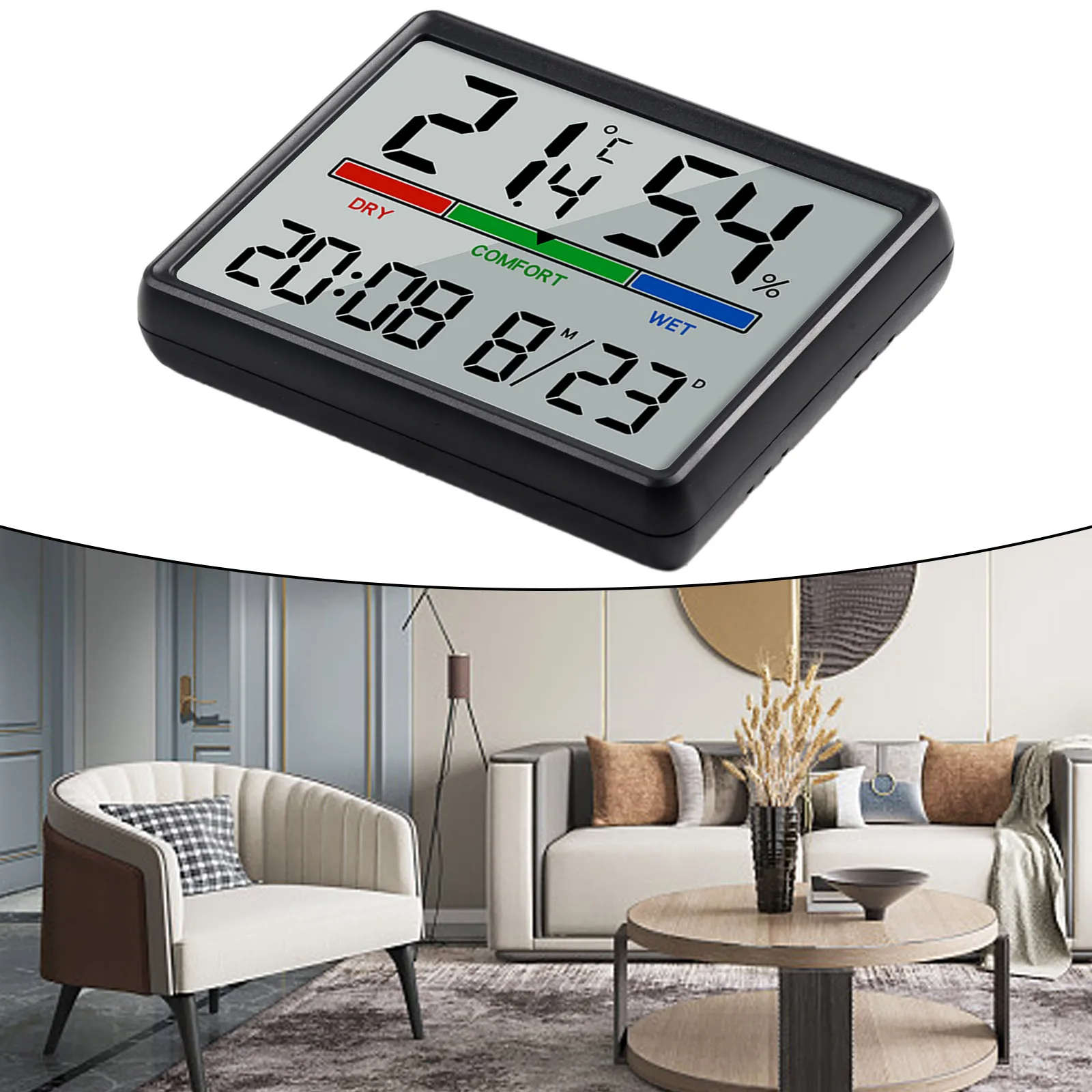 Battery Powered Clock Multifunction Clock Displays Time And Temperature Easy To Read Large LCD Display Magnetic Design