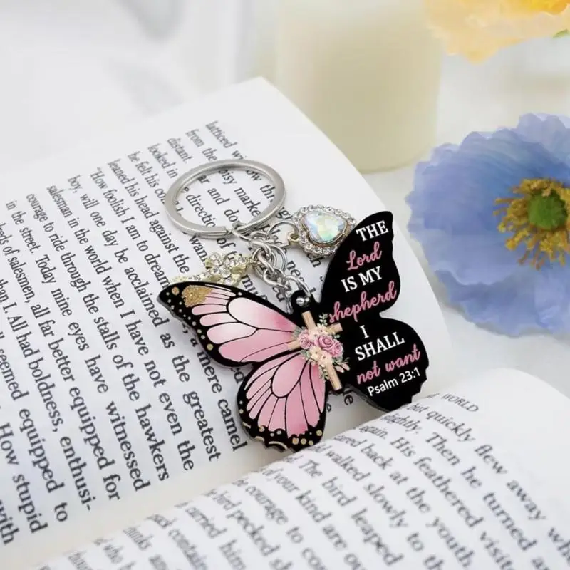 Schmetterlings-Schlüsselanhänger mit dem Vers „Alle Dinge sind möglich“ – Inspirierendes religiöses Geschenk für Frauen, Autoschlüssel, Taschen- und Geldbörsen-Accessoire – Detail 6
