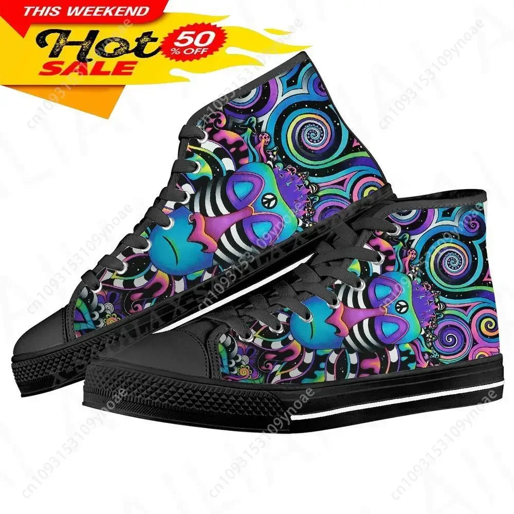 Hippie psicodélico colorido Trippy hombres zapatillas vulcanizadas zapatos de lona de alta calidad diseño clásico hombres pisos con cordones calzado-11