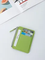 Mini Credit Card Wallet Id Card Holder Men's Small Wallet Thin Sleeve Zipper Short Coin Wallet 6