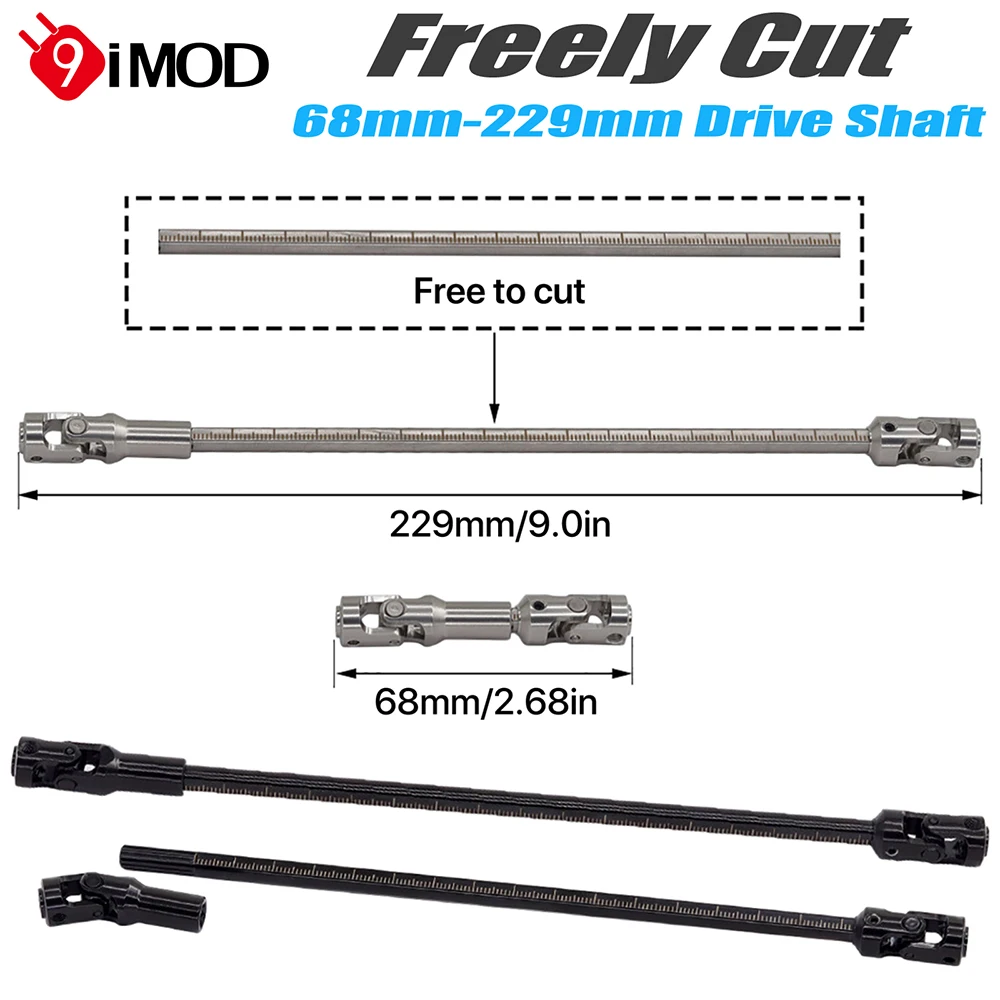 

9IMOD 68mm-229mm Drive Shaft Steel Drive Shaft Cutting Steel Drive Shaft Freely Cut 6mm Shaft For 1/10 LCG RC Crawler Upgrades