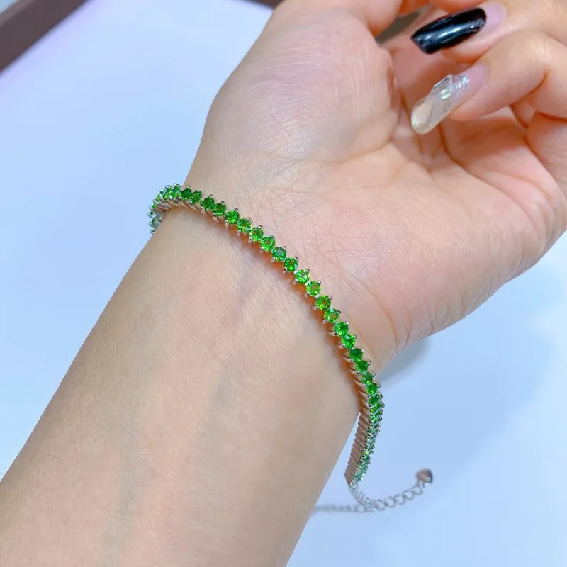 SACE GEMS New Arrival 925 Sterling Silver Natural Diopside Gemstone Bracelrts for Women Engagement Cocktail Party Fine Jewelry