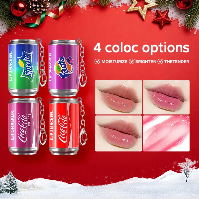 مجموعة بلسم الشفاه LiP Smacker X Coca-Cola مكونة من 4 قطع مع حبل مرطب يدوم طويلاً للاستخدام في الخريف والشتاء #1