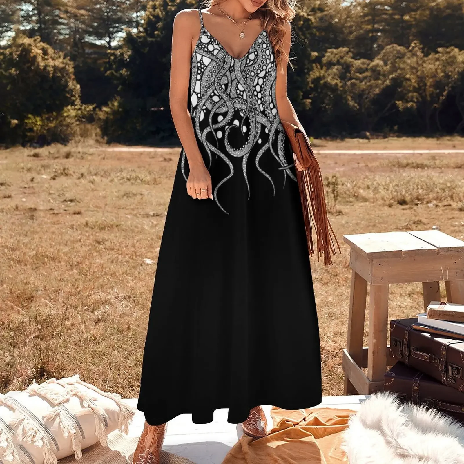 Tentacles (downward) Sleeveless Dress chic and elegant woman dress elegant and pretty women's dresses Elegant gowns