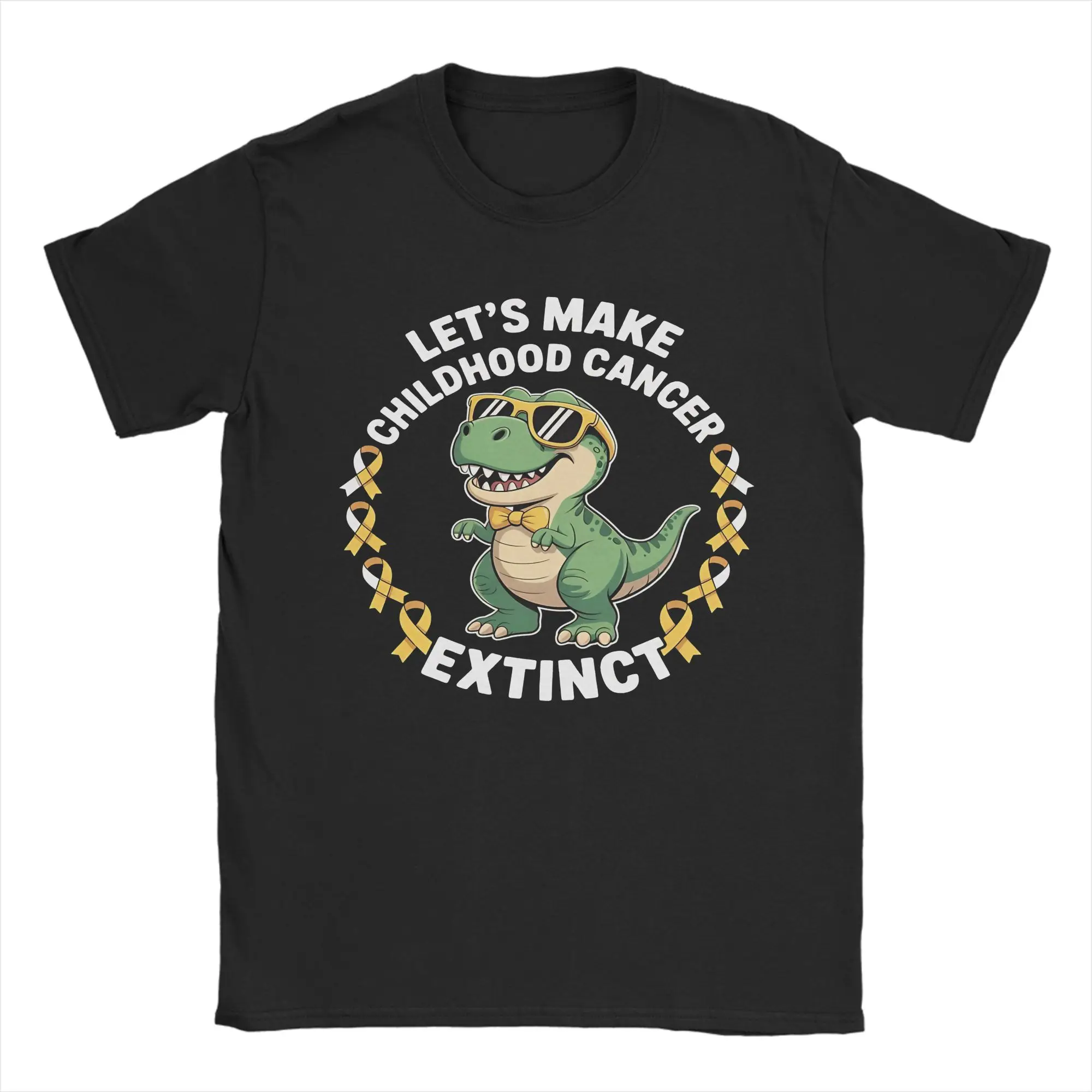 T-Rex Dinosaur Make Childhood Cancer Extinct  T-Shirts Dinosaur Meme Pure Cotton Tees Round Collar Short Sleeve T Shirt