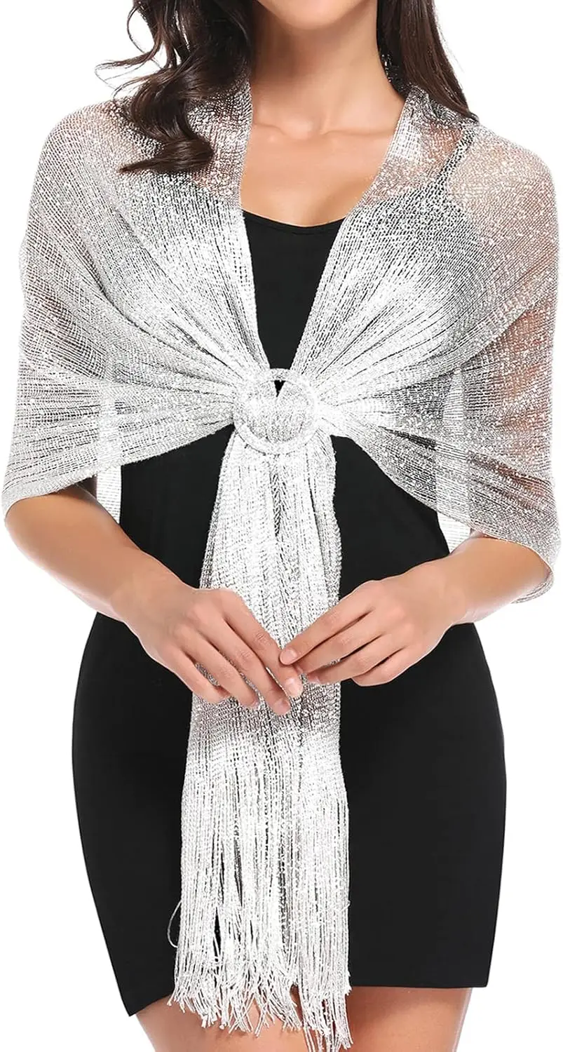 

Sparkling Metallic Shawls and Wraps for Evening Party/Wedding/Formal Dresses (With Free Buckle)