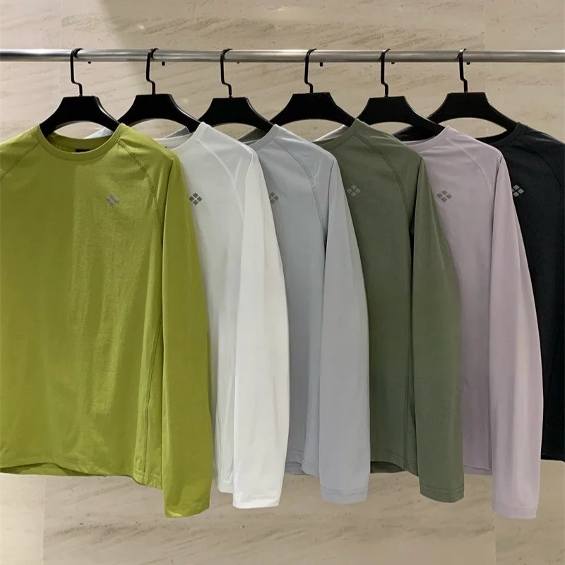 メンズ速乾長袖tシャツ-通気性のある脇下通気孔付きトップス-アスレチックtシャツ-ハイキング、キャンプ、ランニング、アウトドアスポーツ用