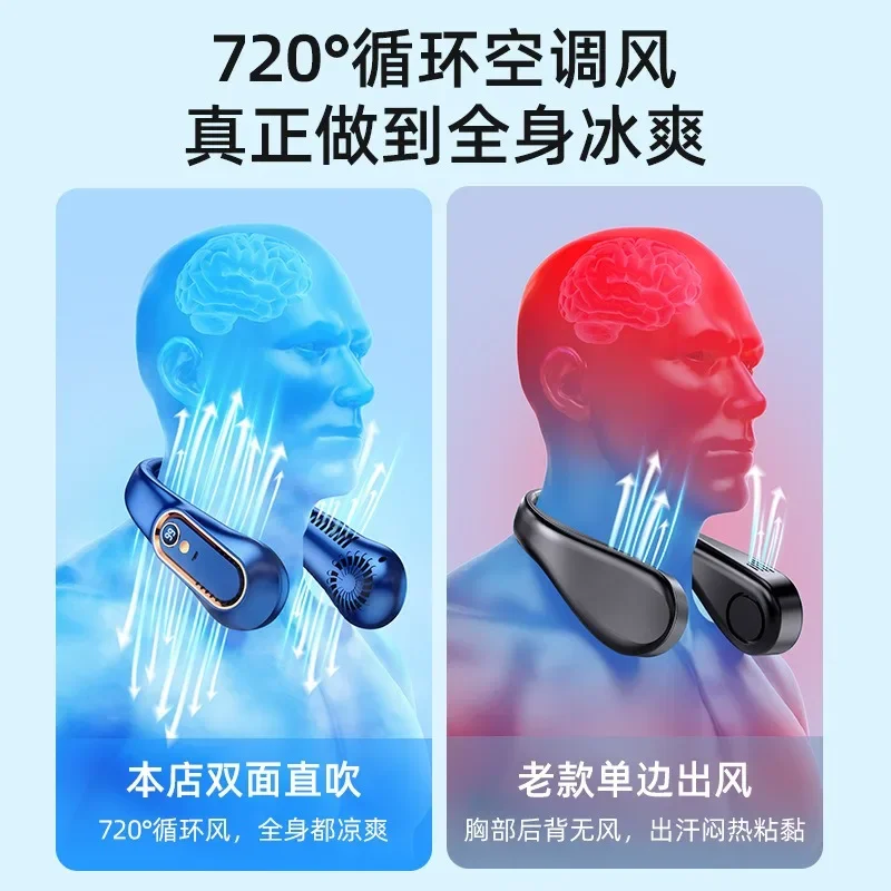 Hanging Neck Fan Digital Display Power  Bladeless Neckband Fan Portable Mini Air Cooler USB Rechargeable Electric Fans