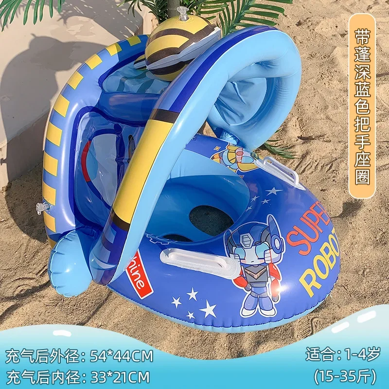 Infant Baby Float Swimming Seat Circle Inflatable Pool Swimming Ring Baby Water Seat with Sunshade Summer Beach Party Toys 3-6y