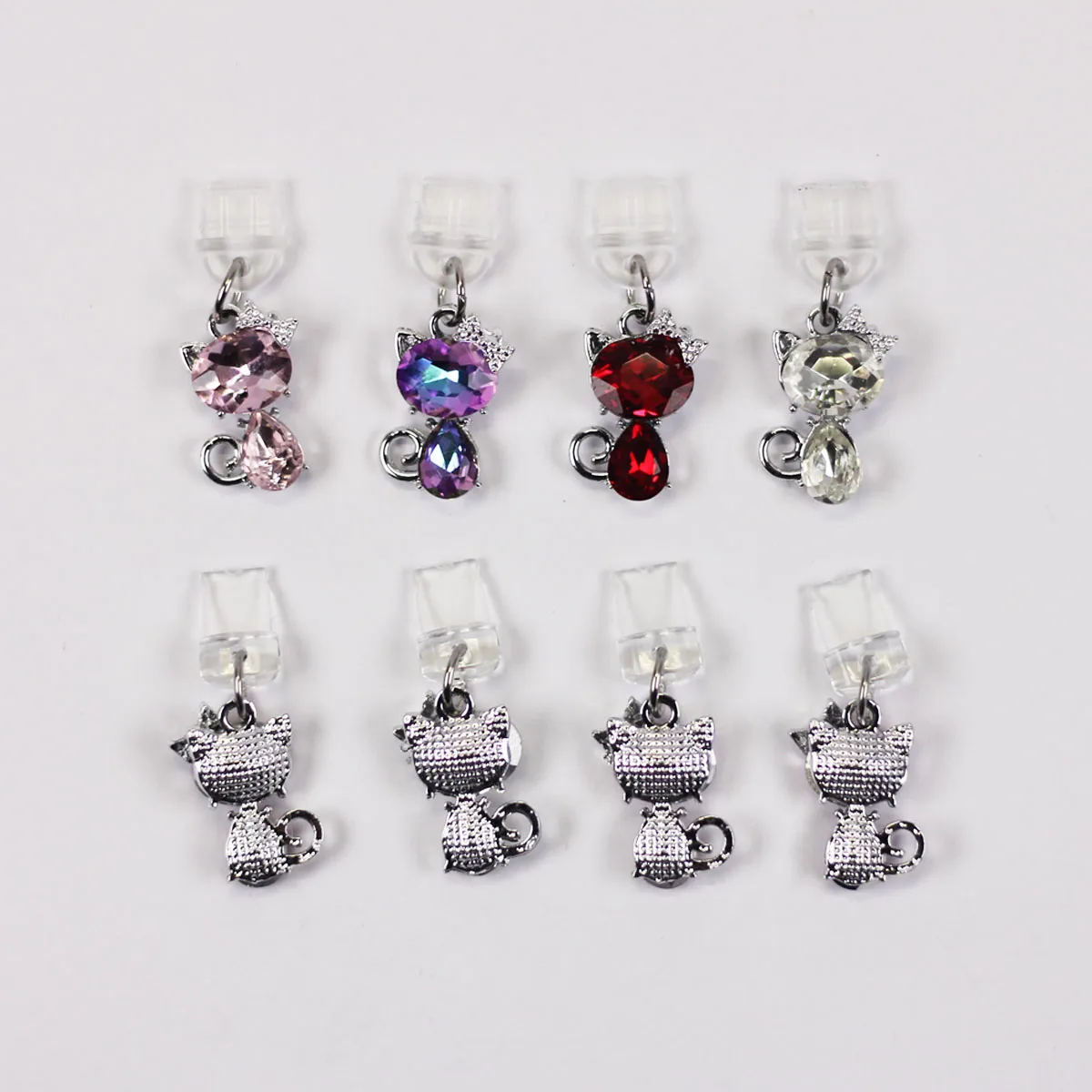 Wtyczka przeciwpyłowa do telefonu komórkowego Sztuczna cyrkonia Szklana kokardka dla uroczego kota Akcesoria do zawieszek Dekoracja dla portu Iphone Type-c