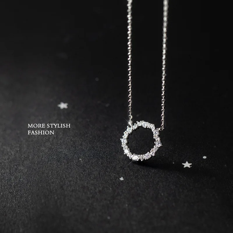 2024 Trend Elegant Crystal Circle Pendant Necklace for Women Fashion Golden Valentine\'s Necklaces Party Wedding Jewelry Gifts