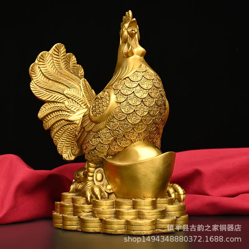 

Латунный орнамент из чистой меди, деньги Юаньбао, петух зодиака для дома, гостиной, офиса, магазина, украшение