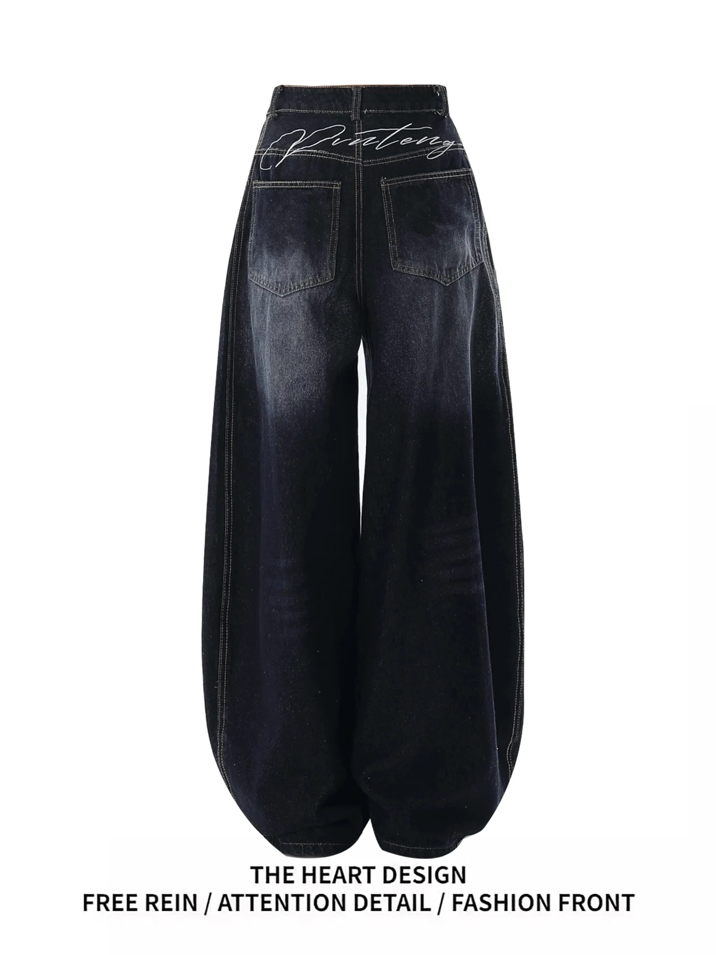 

Retro American Embroidered Wide Leg Jeans Women Summer New Loose Sexy Slimming Denim Pants High Waist Casual Wear Resistant