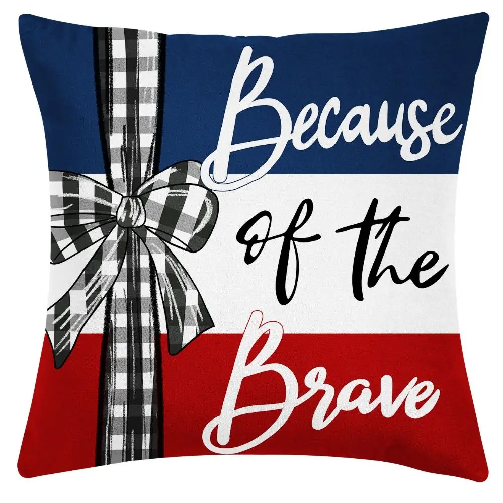 High Quality Short Velvet Independence Day Print Good-looking Soft Cushion Case Decorate Durable Pillowcase Home