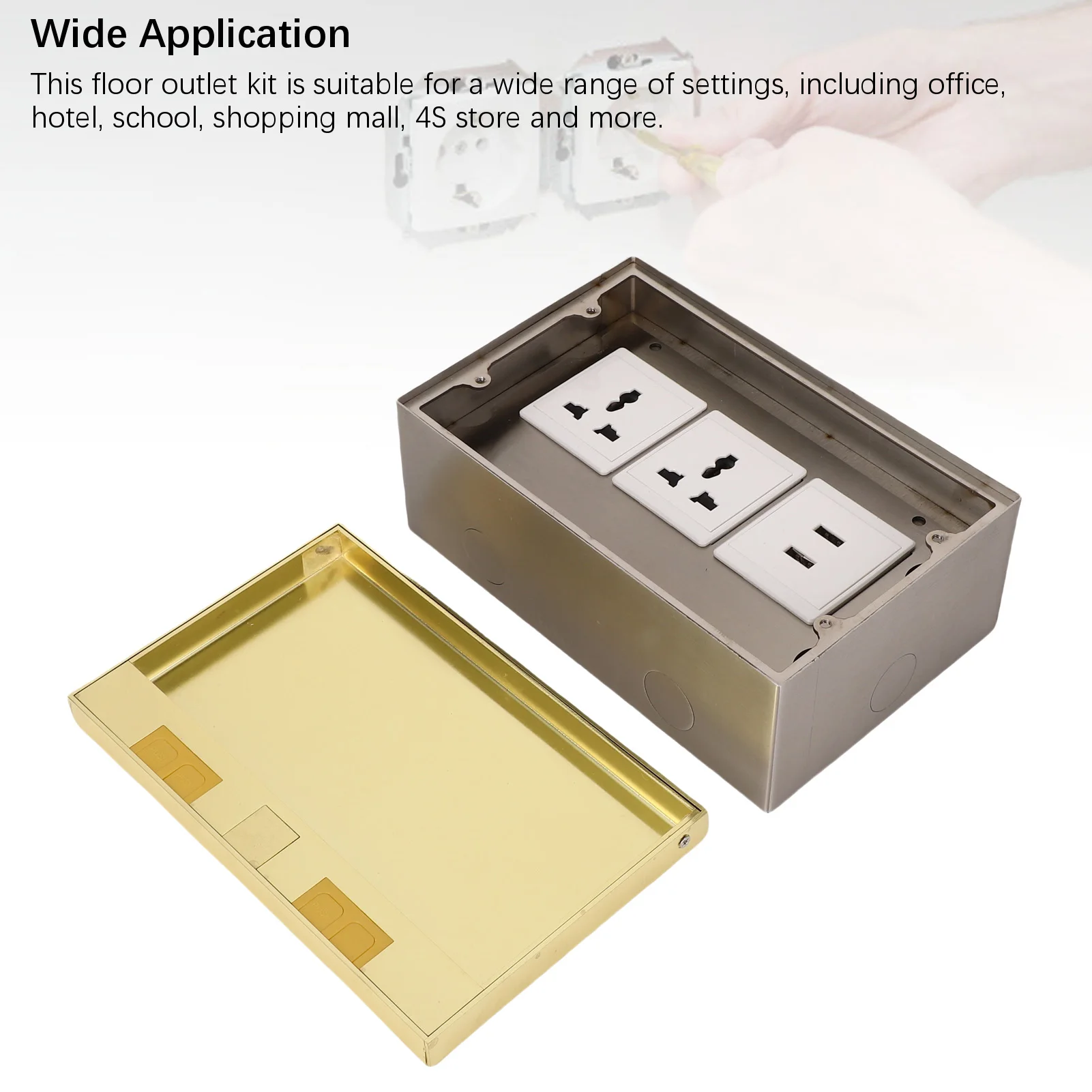 مقبس أرضي غائر 4000 وات غطاء 2 أوعية صندوق مخرج أرضي مجوف 16A 2 منافذ USB من الفولاذ المقاوم للصدأ PC للمكتب
